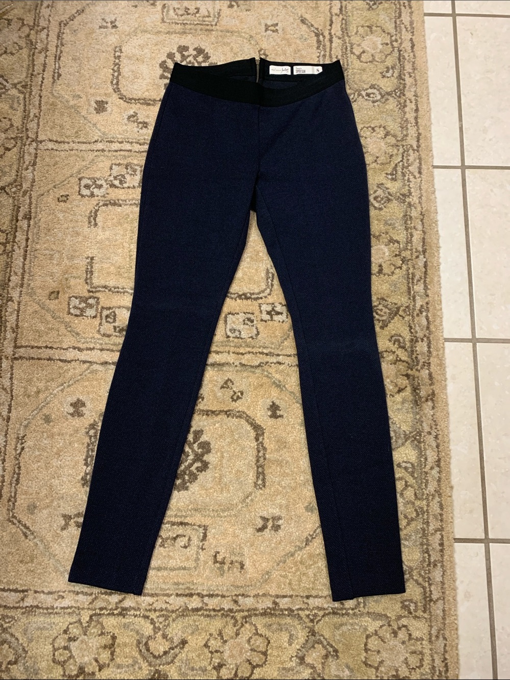 Madison Jules Frankie Stretch Ponte Slim Leg Pants - Navy